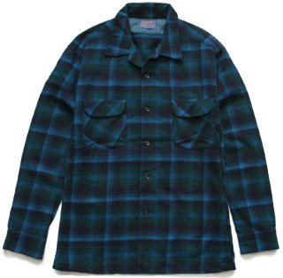 90s USA製 PENDLETONペンドルトン オンブレチェック ウールシャツ L 