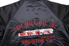 画像4: 90s USA製 HARTWELL Sam Hill Oil コンボイ トラック 刺繍 キルティングライナー ナイロンジャケット 黒 M (4)