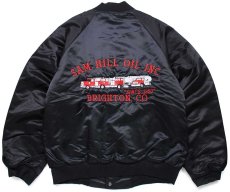 画像2: 90s USA製 HARTWELL Sam Hill Oil コンボイ トラック 刺繍 キルティングライナー ナイロンジャケット 黒 M (2)