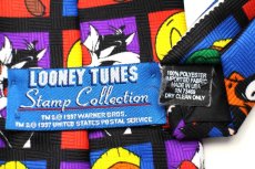 画像3: 90s USA製 WARNER BROS LOONEY TUNES Stamp Collection バッグスバニー ロードランナー キャラクター 切手柄 ネクタイ (3)