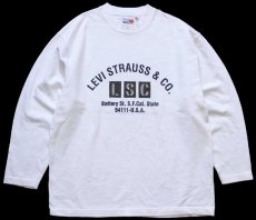 画像1: 90s Levi'sリーバイス LSC ロゴ ステンシル&染み込みプリント コットン スウェット 白 M★ユーロ (1)