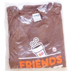 画像1: 未使用★Dunkin' Donuts ダンキンドーナツ FRIENDS DON'T LET FRIENDS DRINK STARBUCKS コットンTシャツ 茶 3XL (1)