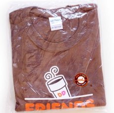 画像1: 未使用★Dunkin' Donuts ダンキンドーナツ FRIENDS DON'T LET FRIENDS DRINK STARBUCKS コットンTシャツ 茶 2XL (1)