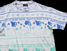 画像1: 90s KNOTT'S BERRY FARM スヌーピー ウッドストック オールオーバープリント コットンTシャツ 白 (1)