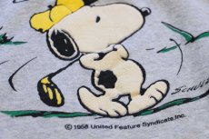 画像4: 80s イタリア製 SNOOPY スヌーピー ゴルフ 発泡プリント ツートン スウェット 杢グレー×紫 XXL (4)