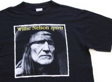 画像1: 90s USA製 Willie Nelson spirit 両面プリント コットンTシャツ 黒 XL (1)