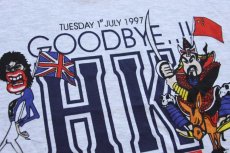 画像5: 90s GOODBYE HONG KONG 染み込みプリント コットンTシャツ 杢ライトグレー XXL★特大 (5)