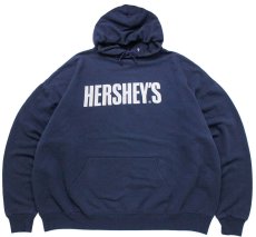 画像1: 00s メキシコ製 HERSHEY'Sハーシーズ ロゴ スウェットパーカー 紺 2X★特大 (1)