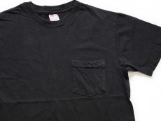 画像1: 90s Hanes 無地 コットン ポケットTシャツ 黒 M (1)