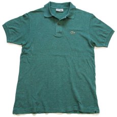 画像1: 70s フランス製 CHEMISE LACOSTE ラコステ ワンポイント コットン 鹿の子 ポロシャツ 杢グリーン 4★142 (1)