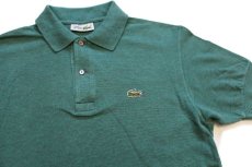 画像3: 70s フランス製 CHEMISE LACOSTE ラコステ ワンポイント コットン 鹿の子 ポロシャツ 杢グリーン 4★142 (3)