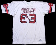 画像2: 80s USA製 Championチャンピオン MSU 88 ナンバリング コットン×ナイロン フットボールTシャツ 白 XL (2)
