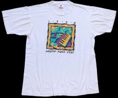 画像2: 90s USA製 1990 AUSTIN AQUA FEST アート コットンTシャツ 白 L (2)