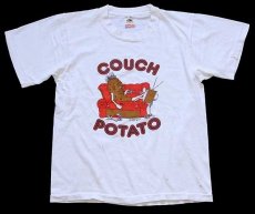 画像2: 80s USA製 COUCH POTATO イラスト コットンTシャツ 白 M (2)