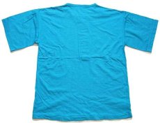 画像3: 90s PENNY5 バード ワンポイント ヘンリーネック コットンTシャツ 水色 XL (3)