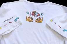 画像4: 90s USA製 CORal Reefs Live Sanible Island 熱帯魚 両面プリント アート ポケット付き コットンTシャツ 白★特大 (4)