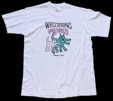 画像2: 90s USA製 WELLSPRING Dog Wash ドッグ 両面プリント アート コットンTシャツ 白 L (2)