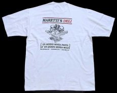 画像2: 90s USA製 RUSSELLラッセル MARETTI'S DELI バックプリント ヘビーウェイト コットンTシャツ 白 L (2)