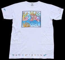 画像1: 90s USA製 CORal Reefs Live Sanible Island 熱帯魚 両面プリント アート ポケット付き コットンTシャツ 白★特大 (1)