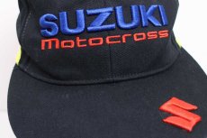 画像5: SUZUKIスズキ Motocross ロゴ刺繍 マルチカラー 切り替え コットンキャップ 黒 (5)