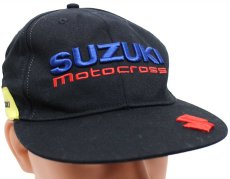 画像1: SUZUKIスズキ Motocross ロゴ刺繍 マルチカラー 切り替え コットンキャップ 黒 (1)