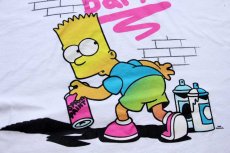 画像5: The Simpsons シンプソンズ El Barto バート スプレー 蛍光プリント コットンTシャツ 白 L (5)