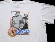 画像1: 00s The Simpsons シンプソンズ AMERICAN DONUT ドーナツ コットンTシャツ 生成り XL (1)