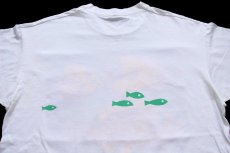 画像4: 90s カナダ製 Vancouver 熱帯魚 蛍光 両面プリント アート コットンTシャツ 白 XL (4)