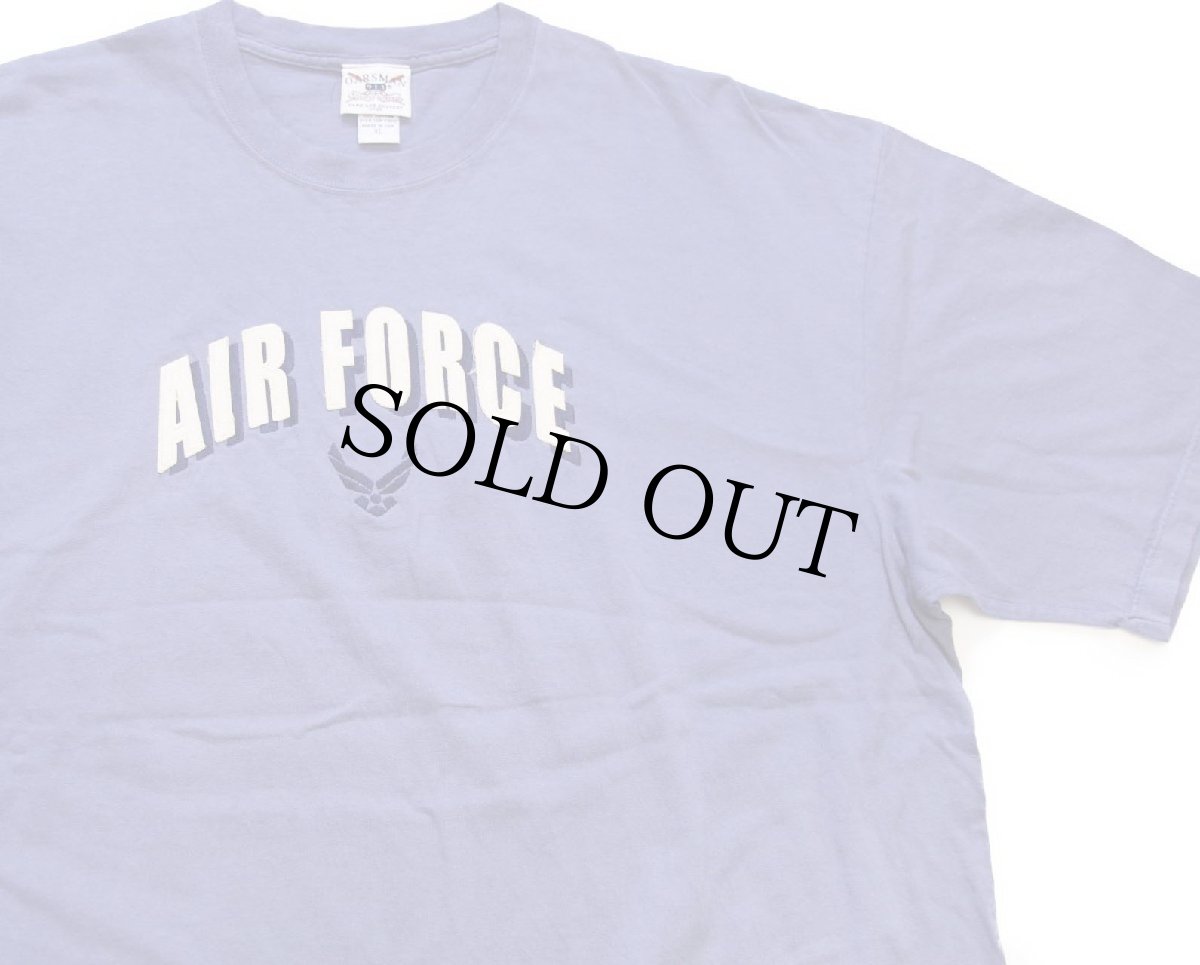 画像1: 00s USA製 AIR FORCE ロゴ刺繍&フェルトパッチ付き コットンTシャツ ブルーグレー XL (1)