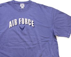 画像1: 00s USA製 AIR FORCE ロゴ刺繍&フェルトパッチ付き コットンTシャツ ブルーグレー XL (1)