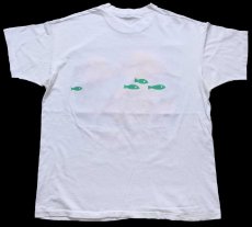 画像3: 90s カナダ製 Vancouver 熱帯魚 蛍光 両面プリント アート コットンTシャツ 白 XL (3)