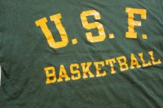 画像4: 70s USA製 Championチャンピオン U.S.F. BASKETBALL コットン リバーシブルTシャツ 緑×黄 M (4)