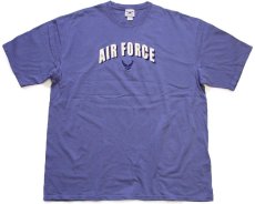 画像2: 00s USA製 AIR FORCE ロゴ刺繍&フェルトパッチ付き コットンTシャツ ブルーグレー XL (2)