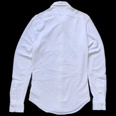 画像2: ポロ ラルフローレン KNIT DRESS SHIRT ワンポイント ワイドカラー ヘリンボーン コットンシャツ 白 XS★03 (2)