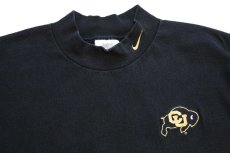画像3: 90s USA製 NIKEナイキ COLORADO BUFFALOES ロゴ刺繍 モックネック コットン 長袖Tシャツ 黒 XL (3)