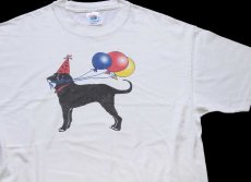 画像1: 00s Hanes Happy Birthday The Black Dog ブラックドッグ コットンTシャツ 白 XL (1)