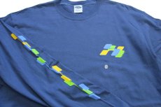 画像4: デッドストック★90s USA製 OLD NAVYオールドネイビー 袖プリント コットン 長袖Tシャツ ブルーグレー (4)