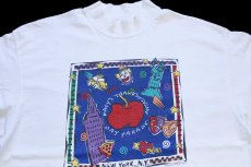 画像3: 90s USA製 MACY'S THANKSGIVING DAY EVENT STAFF ニューヨーク 両面プリント アート モックネック コットン 長袖Tシャツ 白 XL (3)