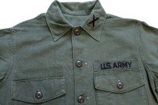 画像3: 60s 米軍 U.S.ARMY パッチ付き コットンサテン ユーティリティシャツ オリーブグリーン★K  (3)