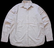 画像1: 50s LONGWEAR マチ付き 織り柄 ストライプ ブロードクロス コットンシャツ 15R (1)
