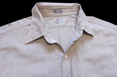 画像3: 50s LONGWEAR マチ付き 織り柄 ストライプ ブロードクロス コットンシャツ 15R (3)