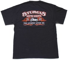 画像3: 00s SURVIVORS STURGIS SOUTH DAKOTA ウルフ サンダー ハーレー ダビッドソン 両面プリント コットンTシャツ 黒 L (3)