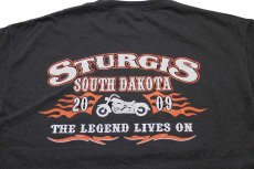 画像4: 00s SURVIVORS STURGIS SOUTH DAKOTA ウルフ サンダー ハーレー ダビッドソン 両面プリント コットンTシャツ 黒 L (4)