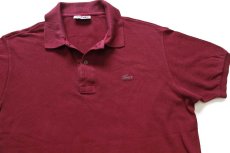 画像3: 70s フランス製 CHEMISE LACOSTE ラコステ ワンポイント コットン 鹿の子 ポロシャツ バーガンディ 5★149 (3)