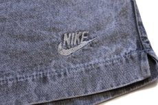 画像7: 90s イタリア製 NIKEナイキ ロゴ刺繍 ブラックデニム ショートパンツ フェード L★ショーツ (7)