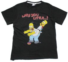 画像2: The Simpsons シンプソンズ WHY YOU LITTLE ホーマー バート ドーナツ コットンTシャツ 黒 L (2)