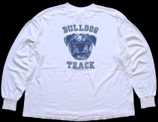 画像1: 80s USA製 BULLDOG TRACK ブルドッグ マスコット 長袖Tシャツ 白 XL (1)