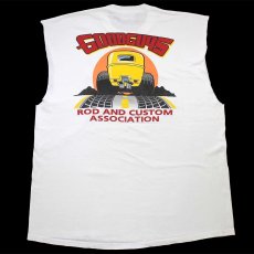 画像3: 90s USA製 Leeリー GOODGUYS ROD AND CUSTOM ASSOCIATION HOTROD 両面プリント コットン カットオフ ノースリーブTシャツ 白 XXL★特大 (3)