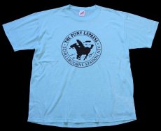 画像2: 80s USA製 THE PONY EXPRESS SCHELLBOURNE STATION NEV. 乗馬柄 Tシャツ 水色 XL (2)