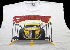 画像1: 90s USA製 Leeリー GOODGUYS ROD AND CUSTOM ASSOCIATION HOTROD 両面プリント コットン カットオフ ノースリーブTシャツ 白 XXL★特大 (1)